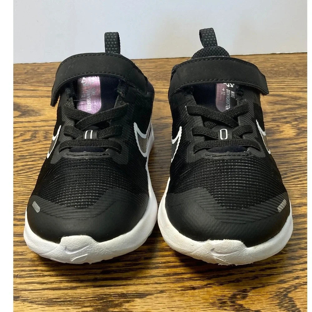 Nike Downshifter 12 Toddler Shoes Black White DM4191-003 Size 9C Sneaker